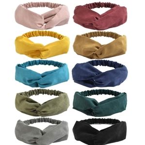 10 Pack of Faux Suede Knotted Headbands